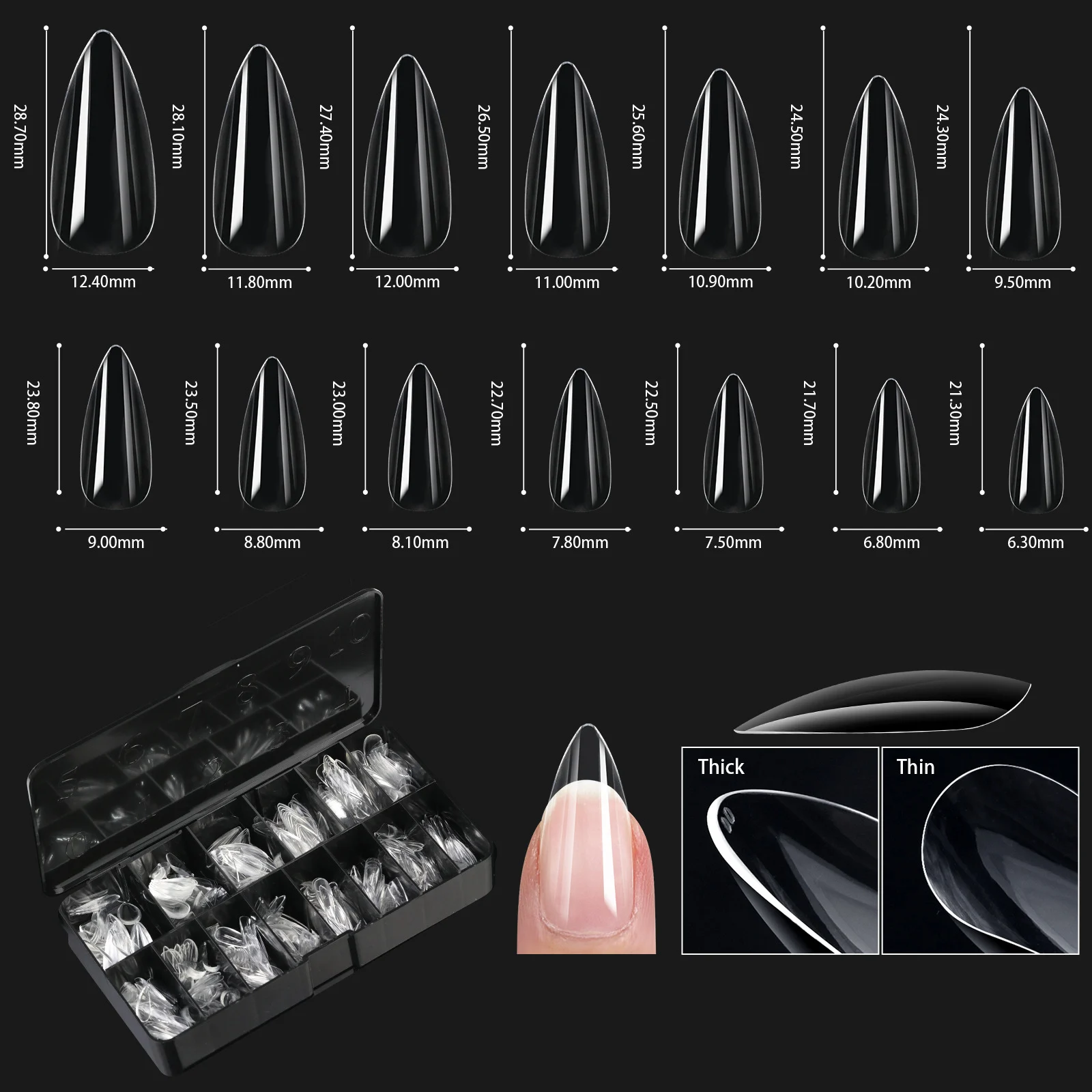 Nail Transparent Tips Shapes For Manicure Seamless False Nails Boxed Set — image 14