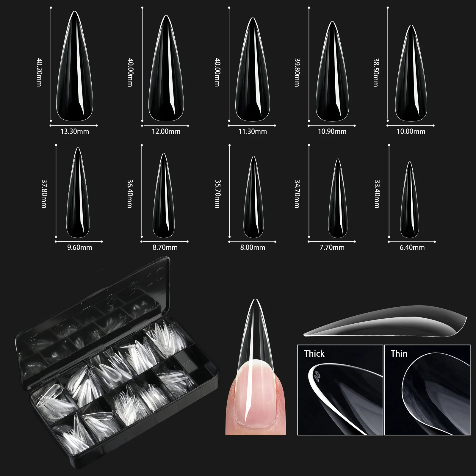 Nail Transparent Tips Shapes For Manicure Seamless False Nails Boxed Set — image 10