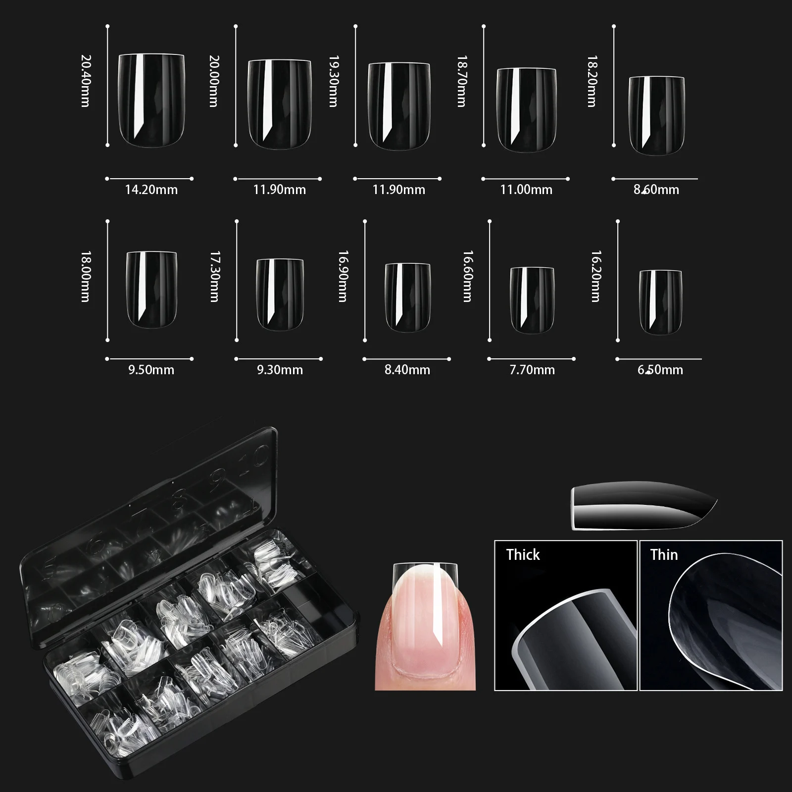 Nail Transparent Tips Shapes For Manicure Seamless False Nails Boxed Set — image 4
