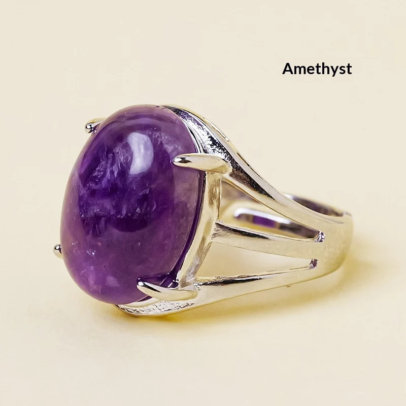 Natural Crystal Raw Stone Adjustable Ring — image 2
