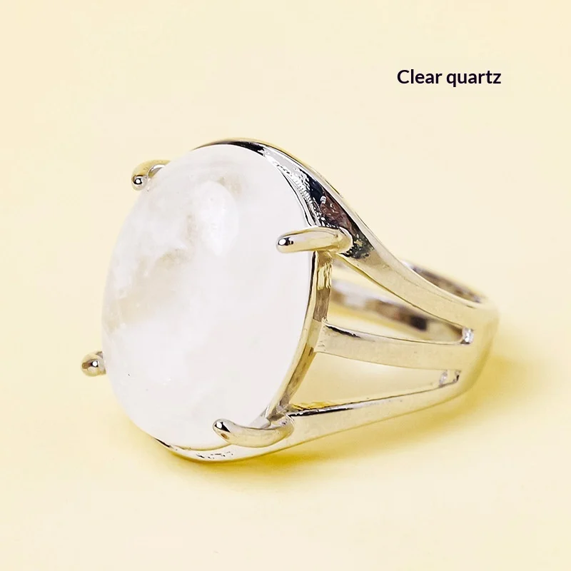 Natural Crystal Raw Stone Adjustable Ring — image 6