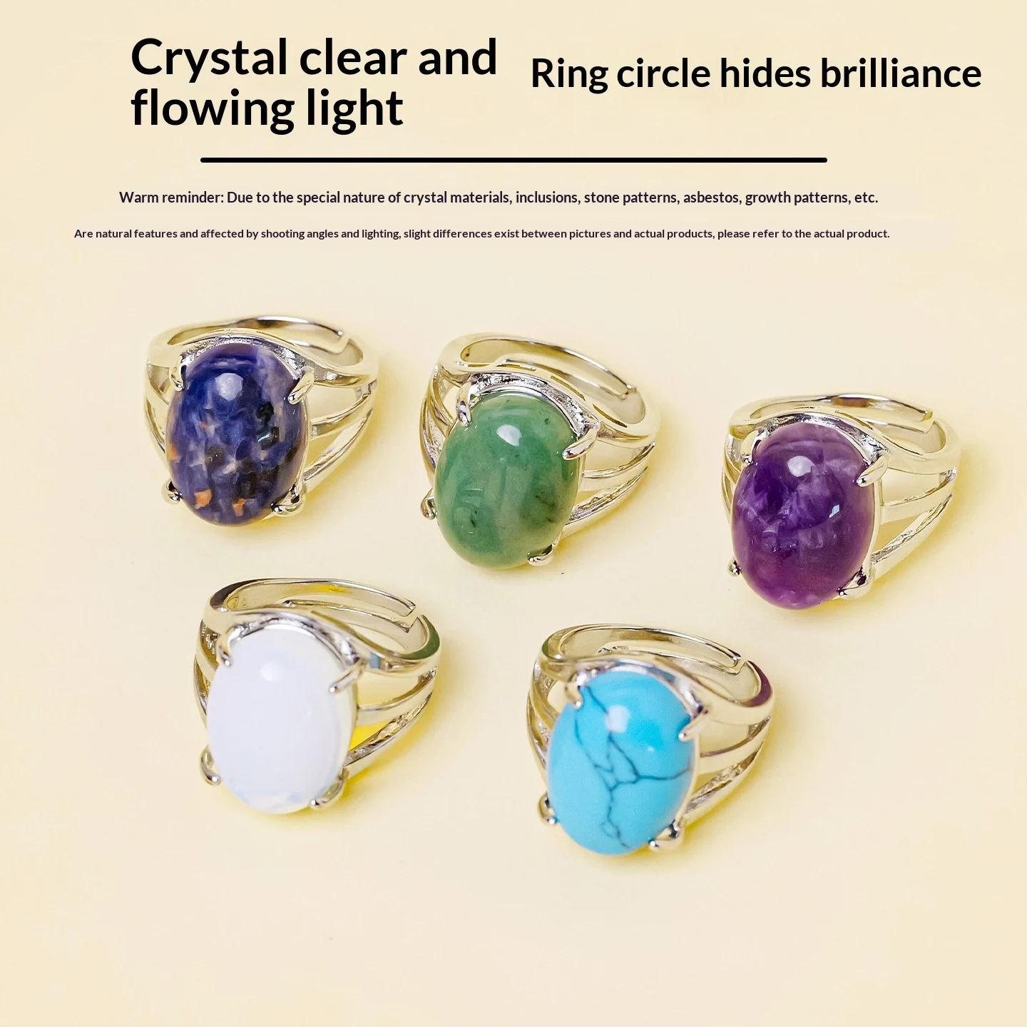 Natural Crystal Raw Stone Adjustable Ring — image 8