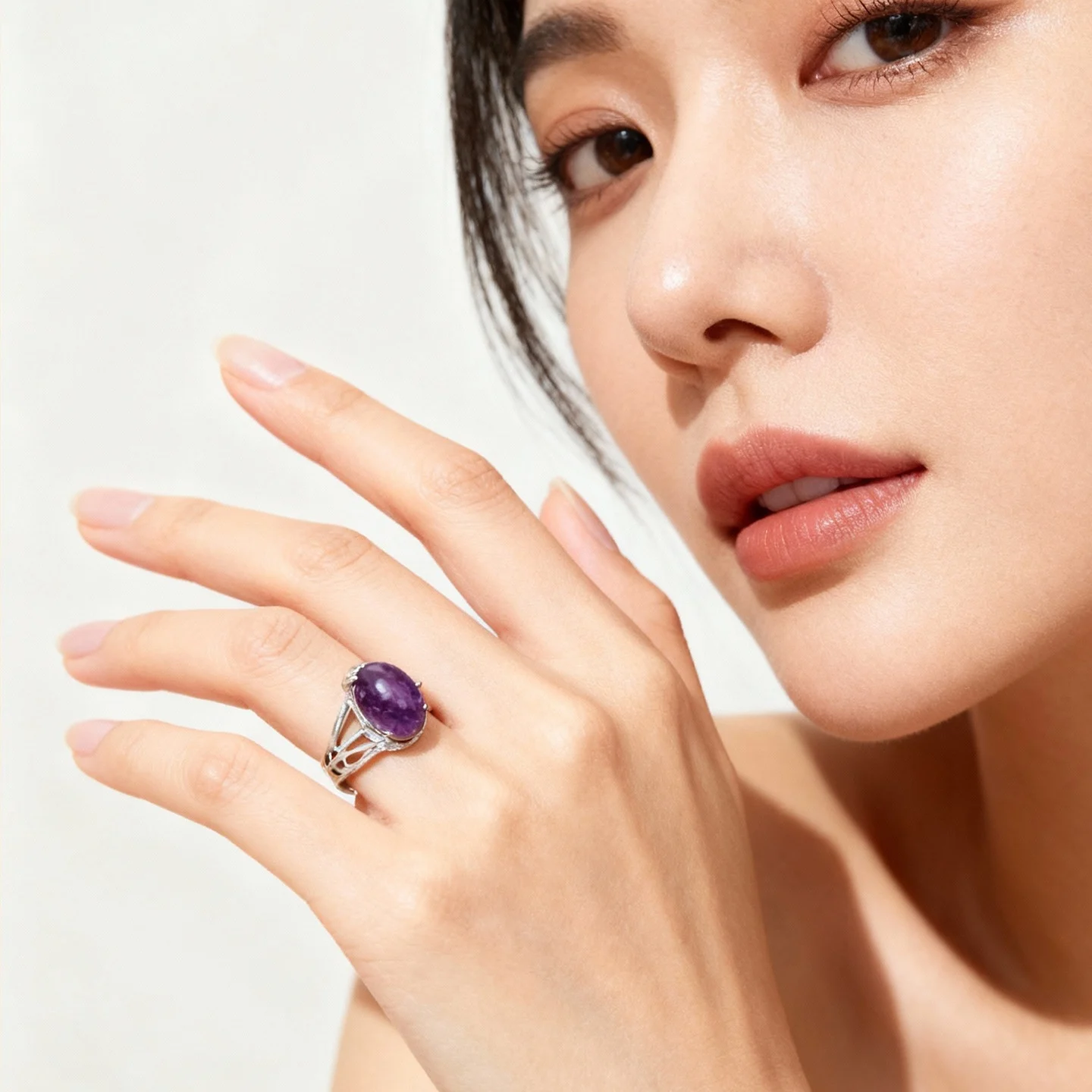 Natural Crystal Raw Stone Adjustable Ring — image 3