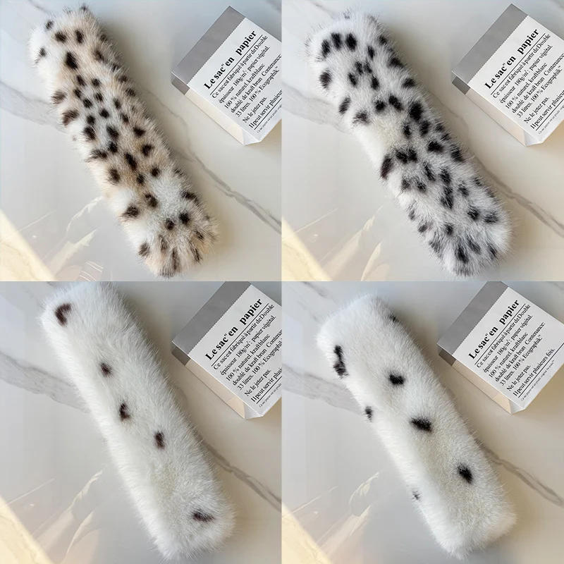 Natural Spotted Leopard Print Plush Cross Neck Scarf With A Korean-style Gentle Style… — image 5
