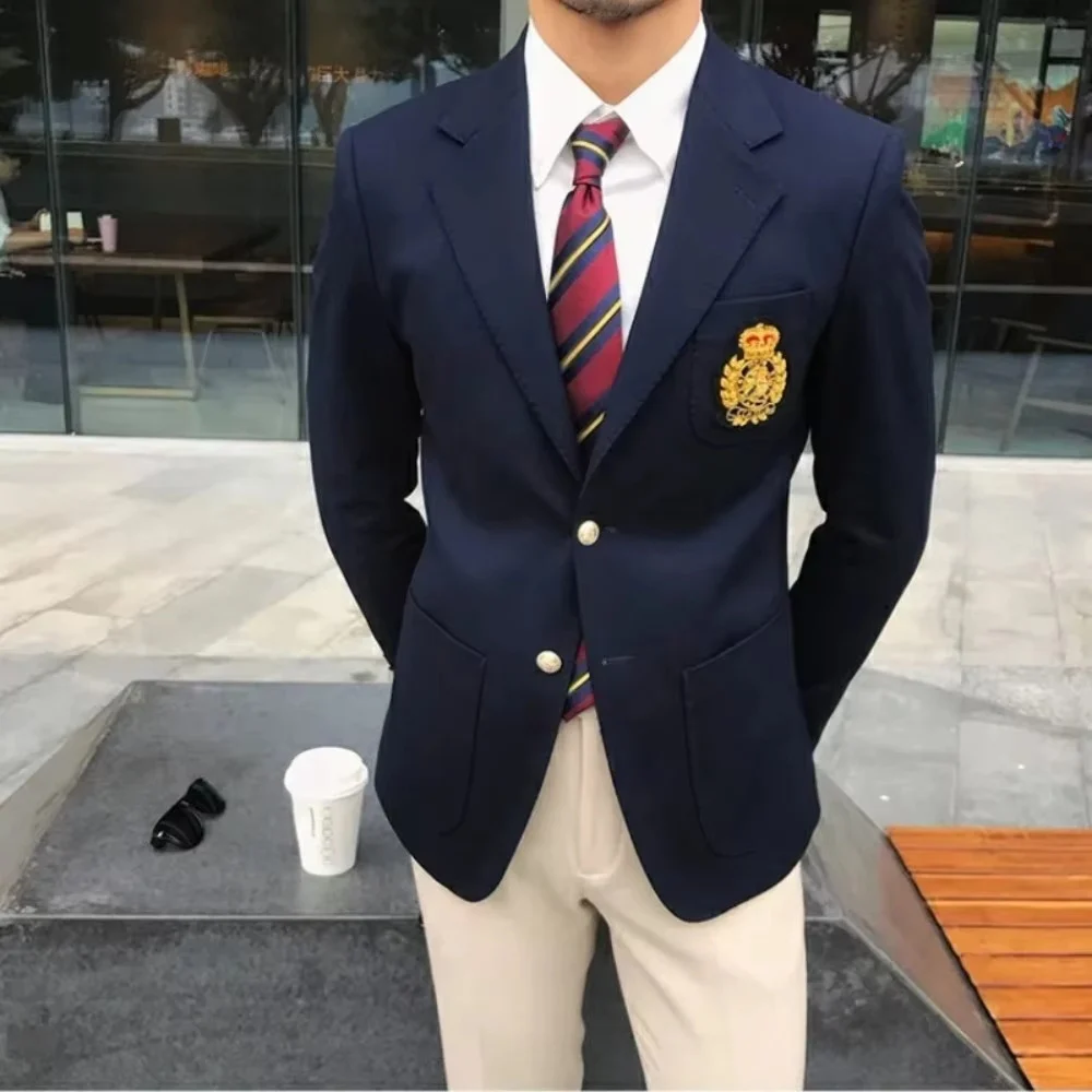 Navy Blue Korean-style Suit With A High-end Touch For Business Men — image 4