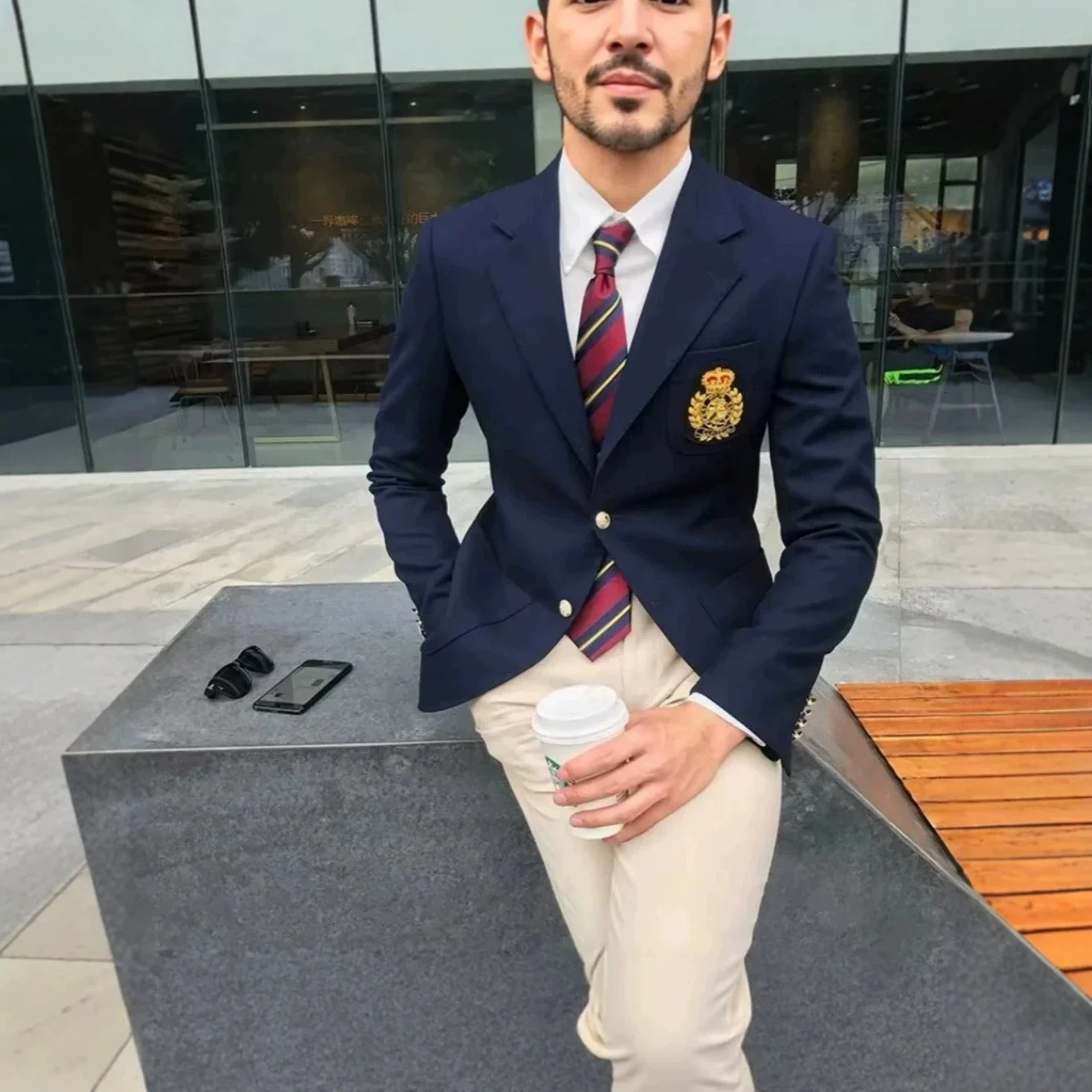 Navy Blue Korean-style Suit With A High-end Touch For Business Men — image 2
