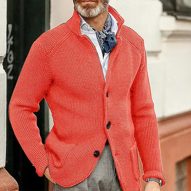 New Autumn And Winter Men's Lapel Knitted Cardigan Coat Sweater Jacket Single-breasted… — image 2