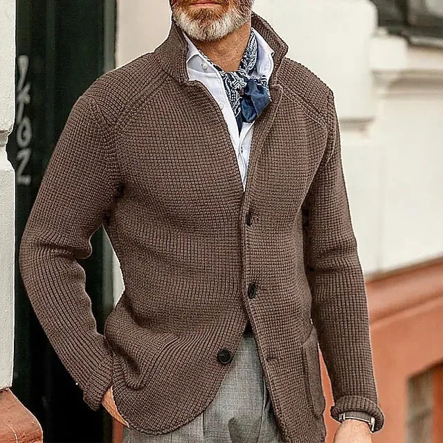 New Autumn And Winter Men's Lapel Knitted Cardigan Coat Sweater Jacket Single-breasted… — image 16