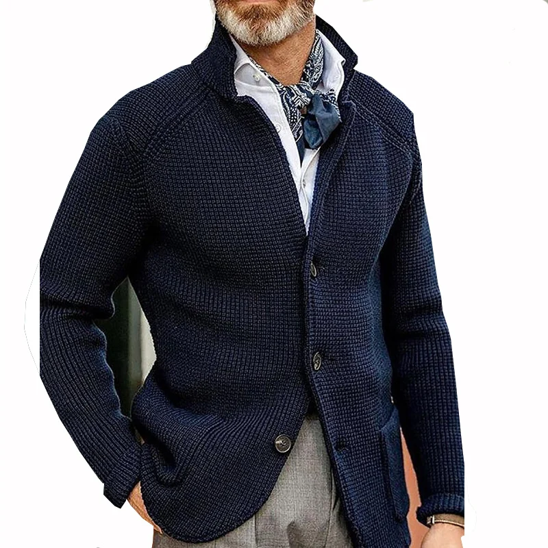 New Autumn And Winter Men's Lapel Knitted Cardigan Coat Sweater Jacket Single-breasted… — image 13