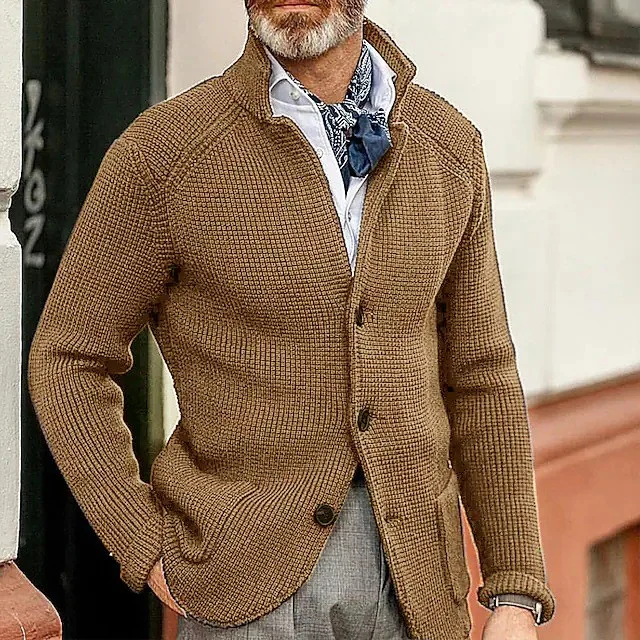 New Autumn And Winter Men's Lapel Knitted Cardigan Coat Sweater Jacket Single-breasted… — image 6