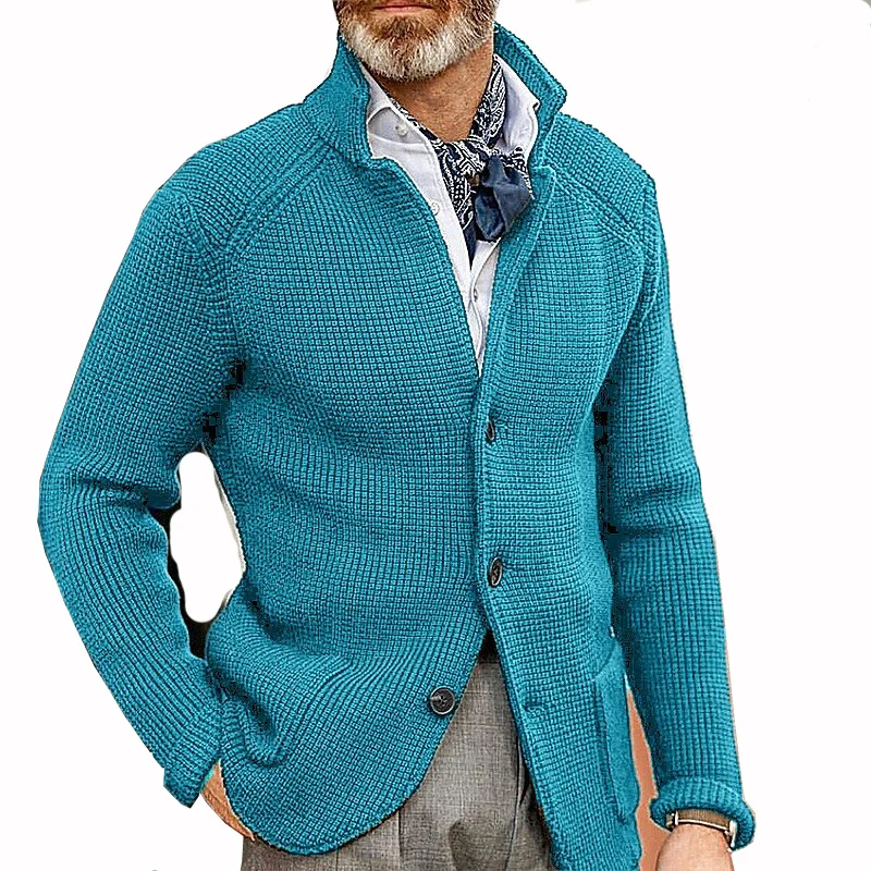New Autumn And Winter Men's Lapel Knitted Cardigan Coat Sweater Jacket Single-breasted… — image 11