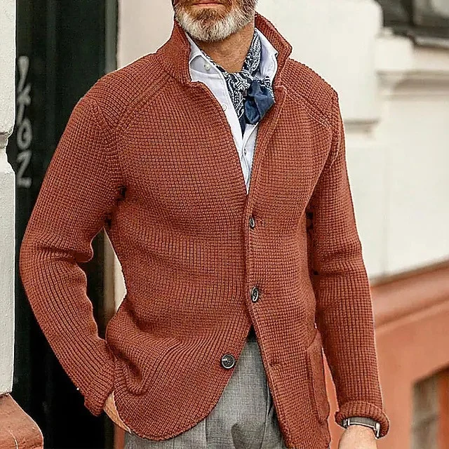 New Autumn And Winter Men's Lapel Knitted Cardigan Coat Sweater Jacket Single-breasted… — image 15