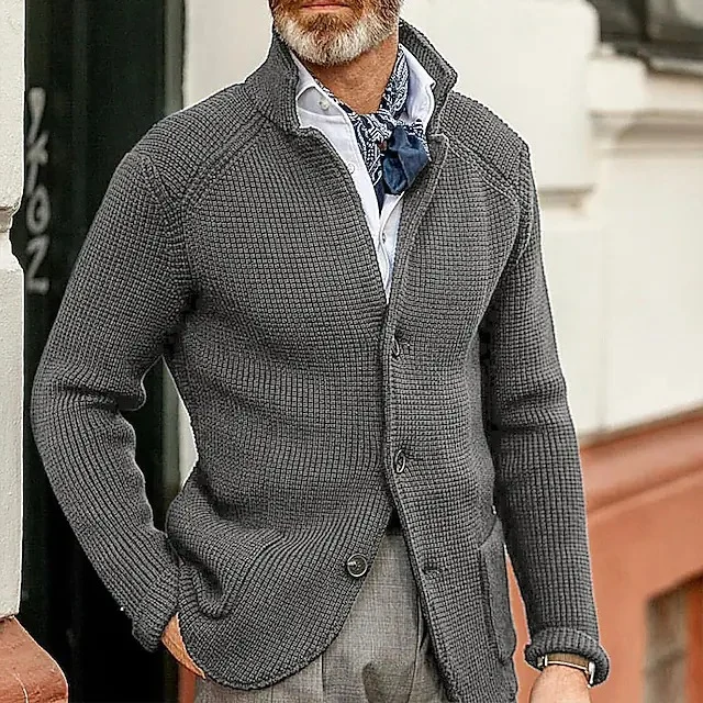 New Autumn And Winter Men's Lapel Knitted Cardigan Coat Sweater Jacket Single-breasted… — image 5