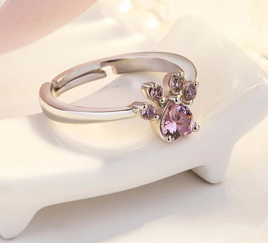 New Cat Bear Dog Paw Ring For Women Jewelry Sets — image 5