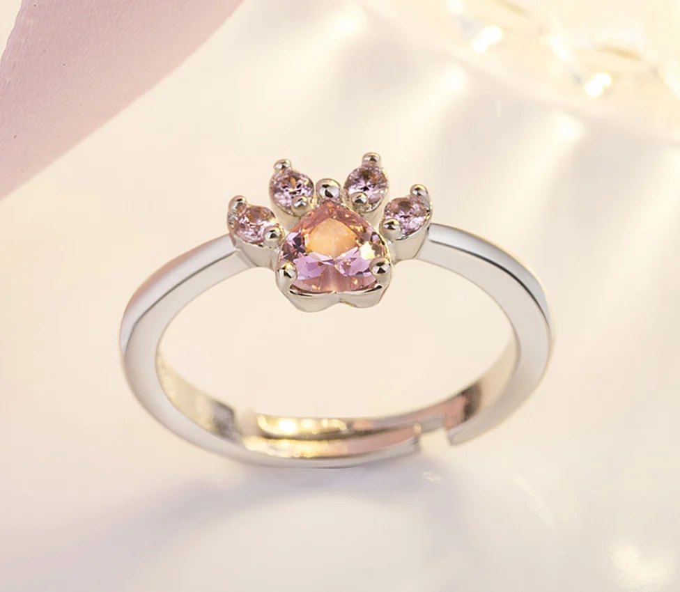 New Cat Bear Dog Paw Ring For Women Jewelry Sets — image 3