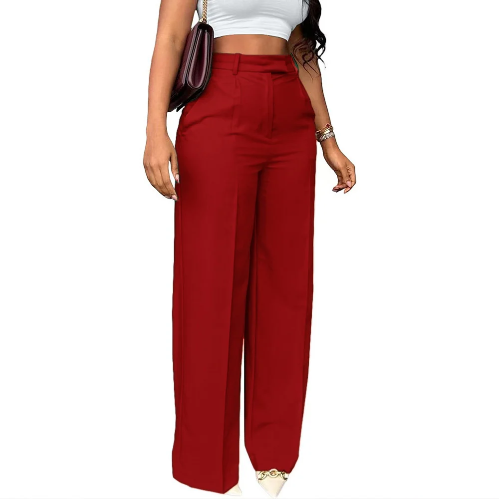 New Commuting High Waisted Straight Pants, Wide Leg Casual Set, Long Women's — image 12