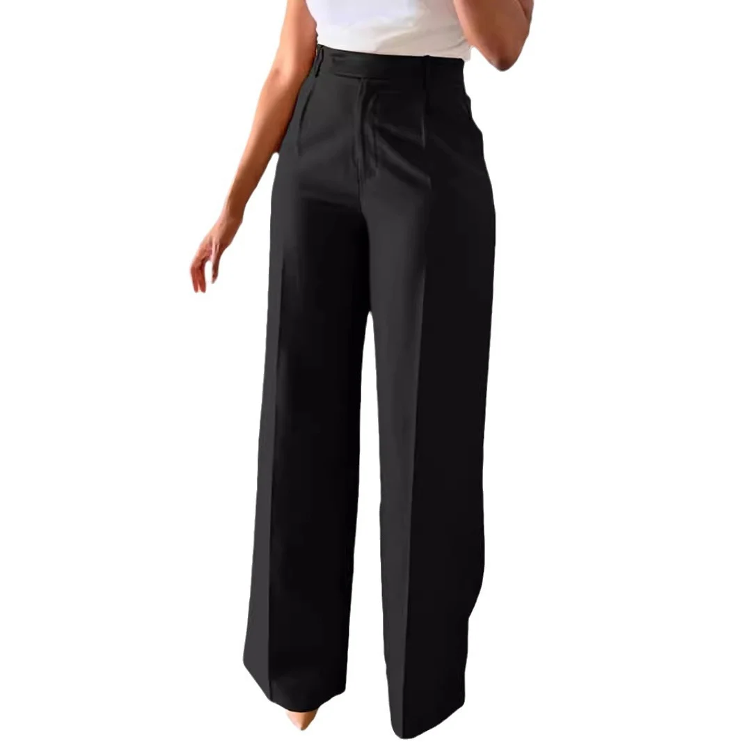 New Commuting High Waisted Straight Pants, Wide Leg Casual Set, Long Women's — image 6