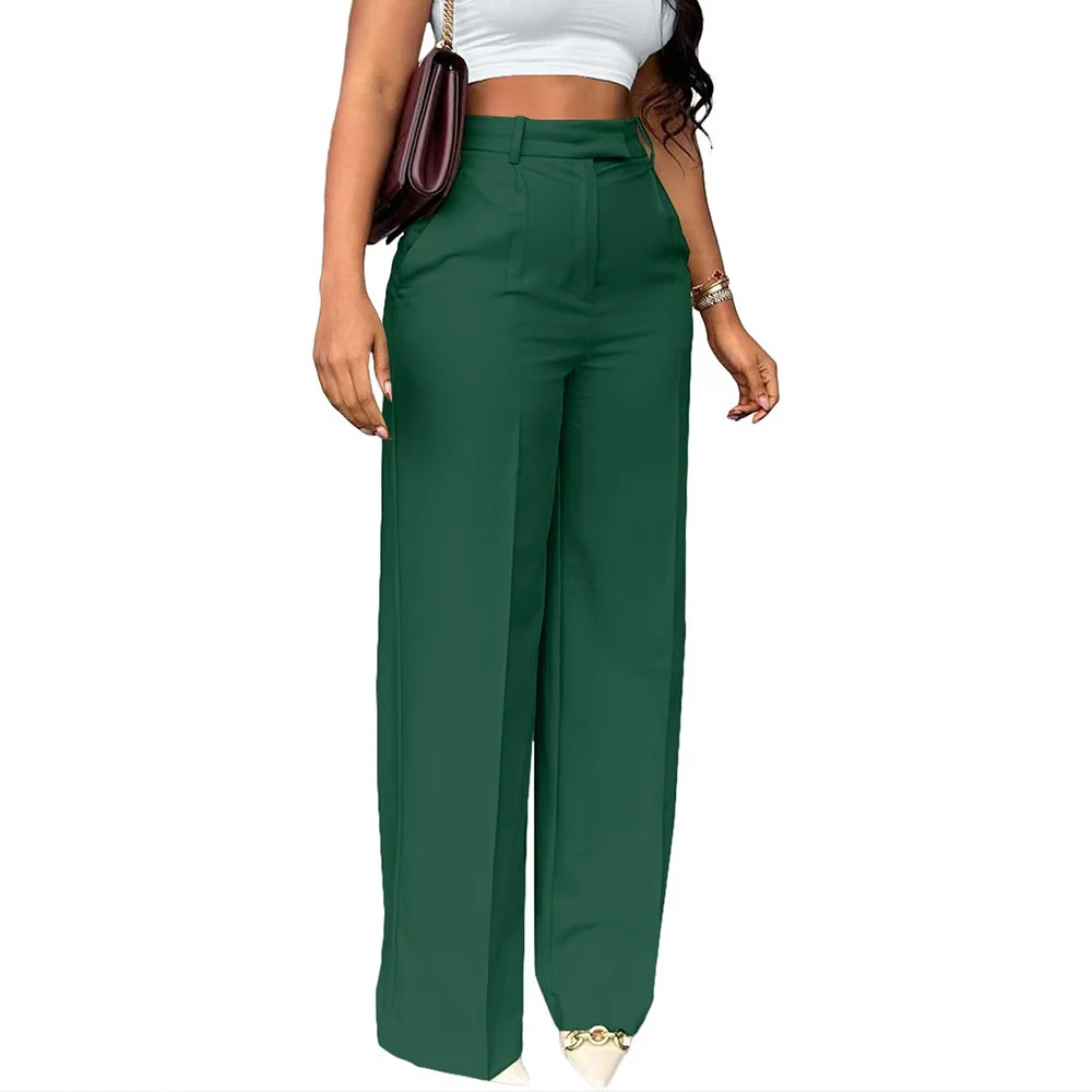 New Commuting High Waisted Straight Pants, Wide Leg Casual Set, Long Women's — image 11