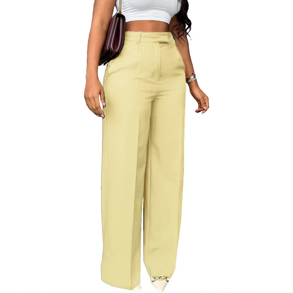 New Commuting High Waisted Straight Pants, Wide Leg Casual Set, Long Women's — image 8