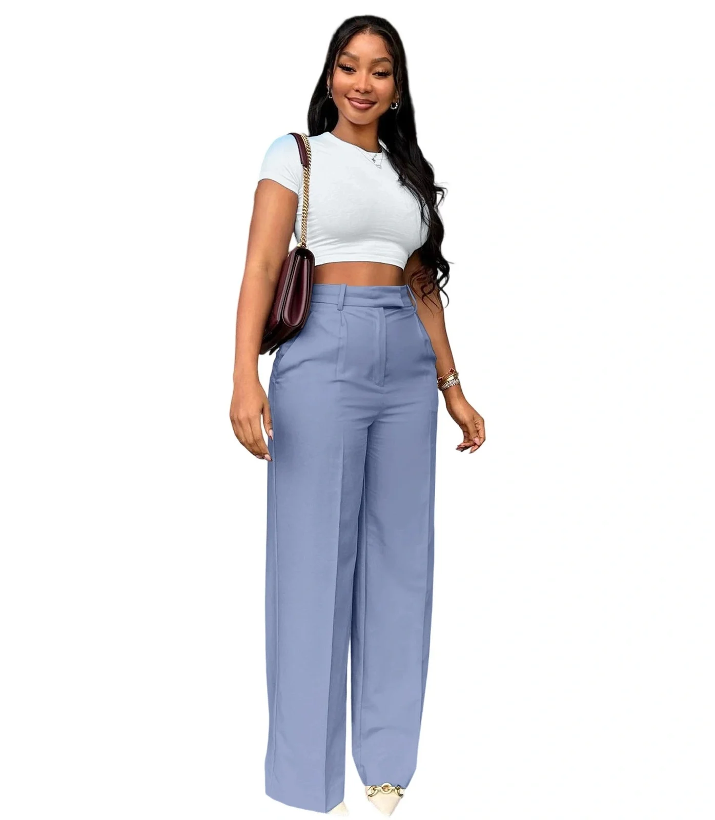 New Commuting High Waisted Straight Pants, Wide Leg Casual Set, Long Women's — image 15