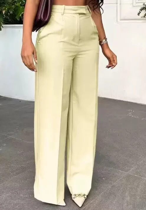 New Commuting High Waisted Straight Pants, Wide Leg Casual Set, Long Women's — image 2