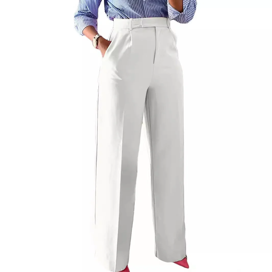 New Commuting High Waisted Straight Pants, Wide Leg Casual Set, Long Women's — image 9