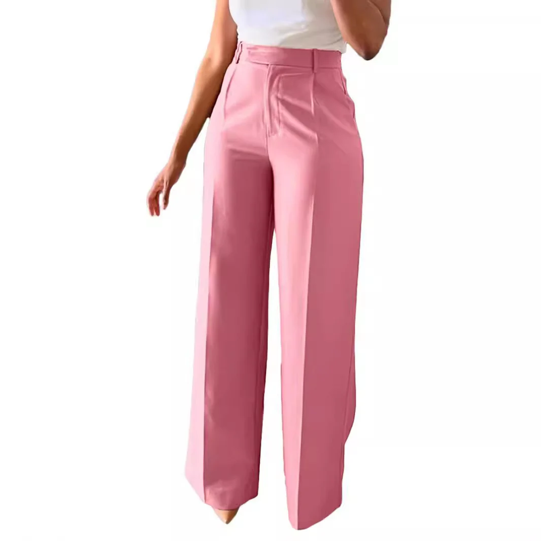 New Commuting High Waisted Straight Pants, Wide Leg Casual Set, Long Women's — image 10