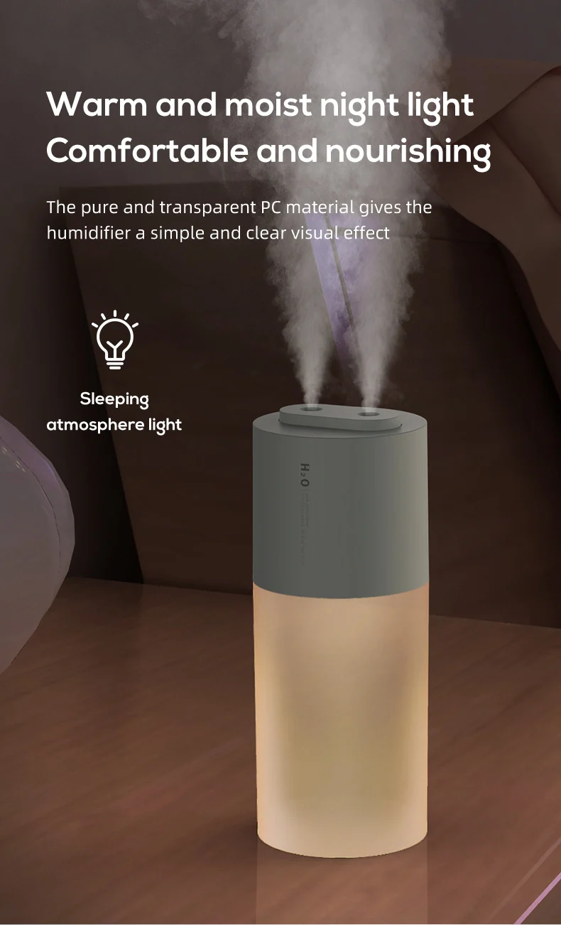 New Creative Dual Spray Humidifier, Home Desktop Usb Charging Warm Light, Car Air… — image 3