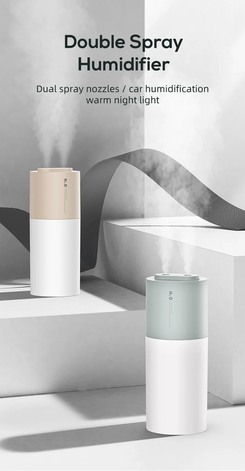 New Creative Dual Spray Humidifier, Home Desktop Usb Charging Warm Light, Car Air… — image 4