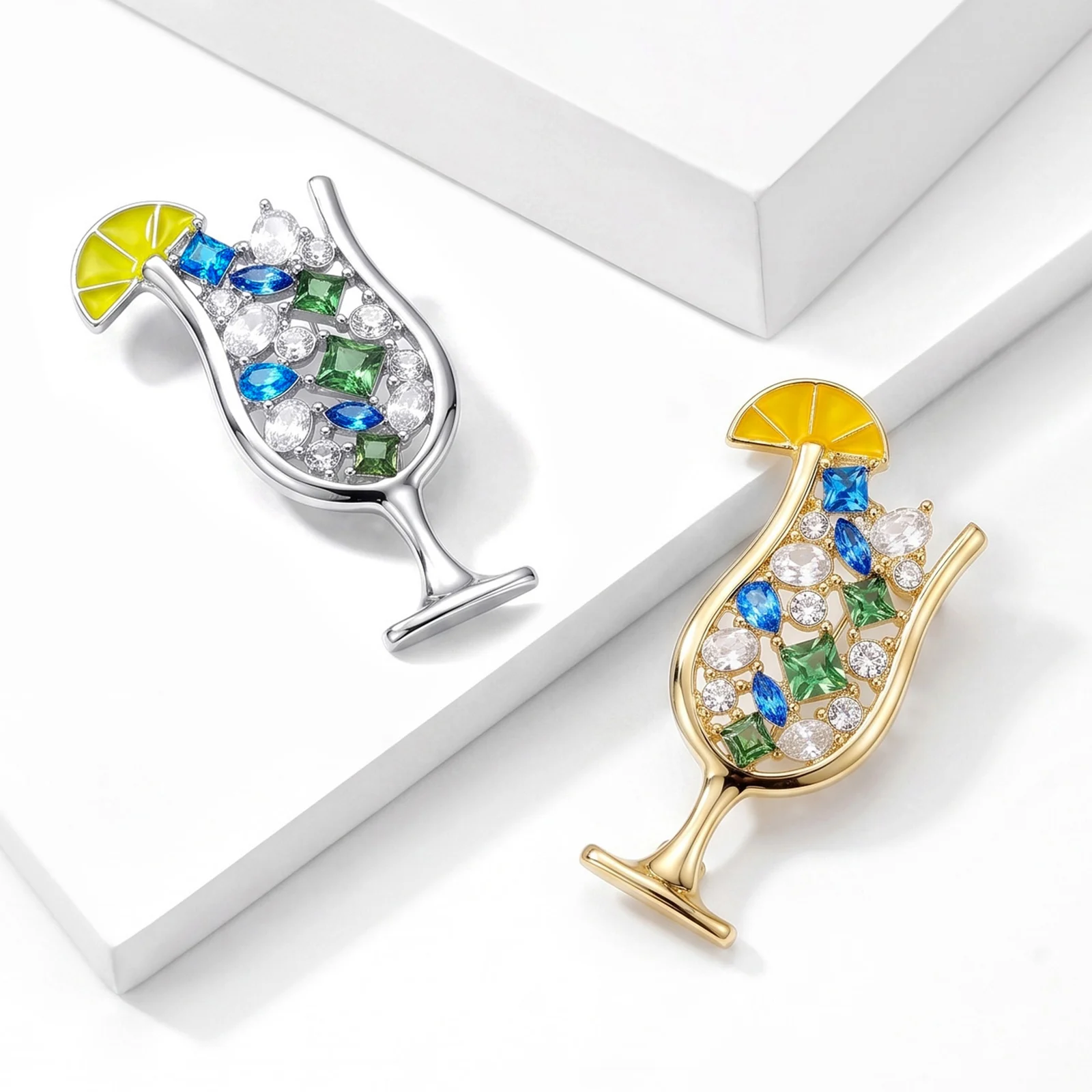 New Diamond-encrusted Wine Glass Brooch Decoration — image 2