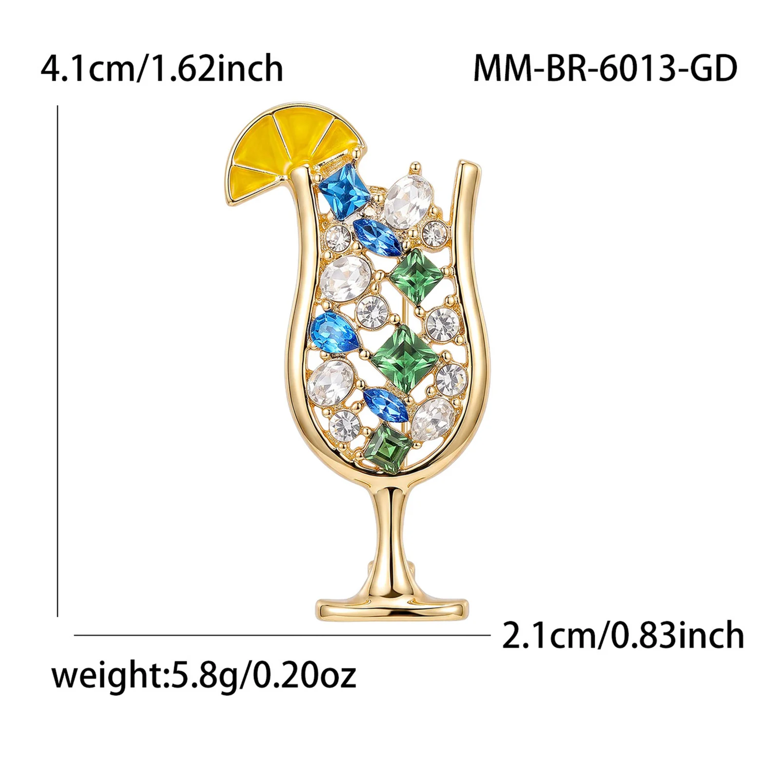 New Diamond-encrusted Wine Glass Brooch Decoration — image 6