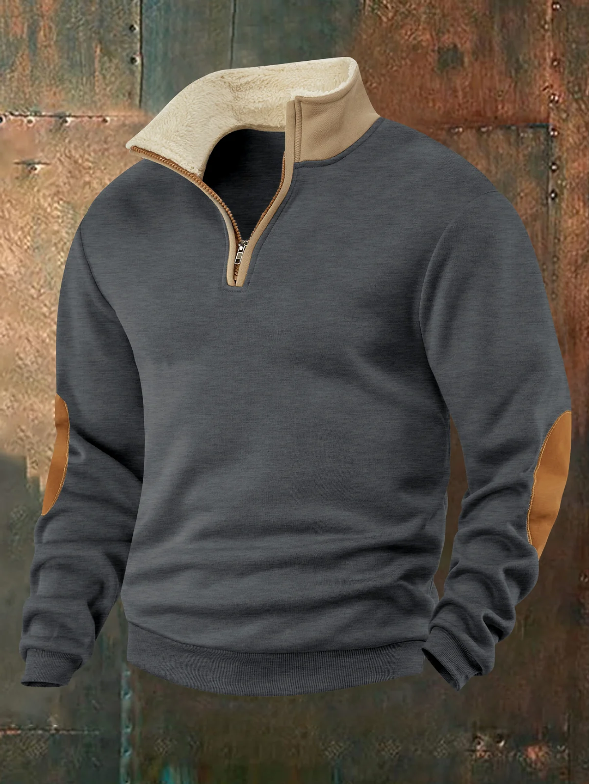 New European Size Sweatshirt Retro Patchwork Embroidered Half-zip Men's Long-sleeve — image 9