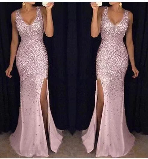 New Fall Winter Style Export Split Front Hot Stamped Dresses Long And Evening Gowns — image 4