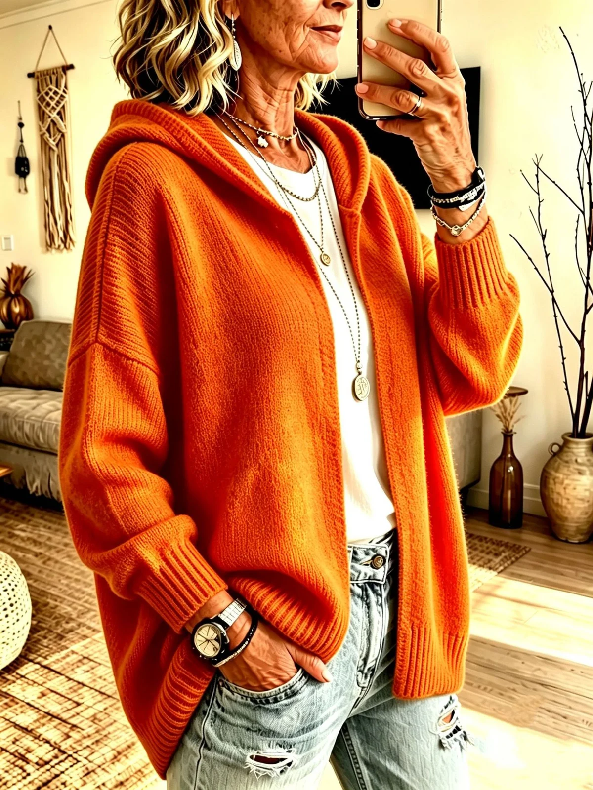 New Fallwinter Long-sleeve Hooded Knitted Cardigan Sweater Jacket For Women — image 10