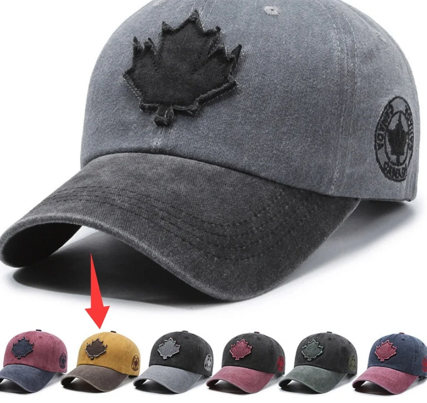 New Fashion Colorblock Baseball Cap Vintage Washed Cotton Sunshade Fishing Hat — image 3