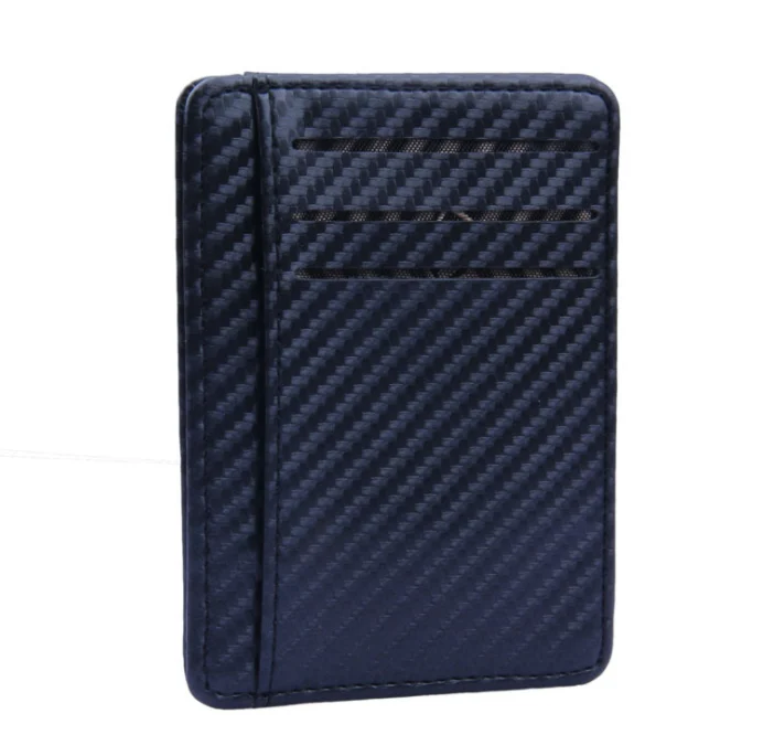 New Fashion Pu Leather Carbon Fiber Wallet Mini Slim Wallets Business Men Credit Card… — image 3