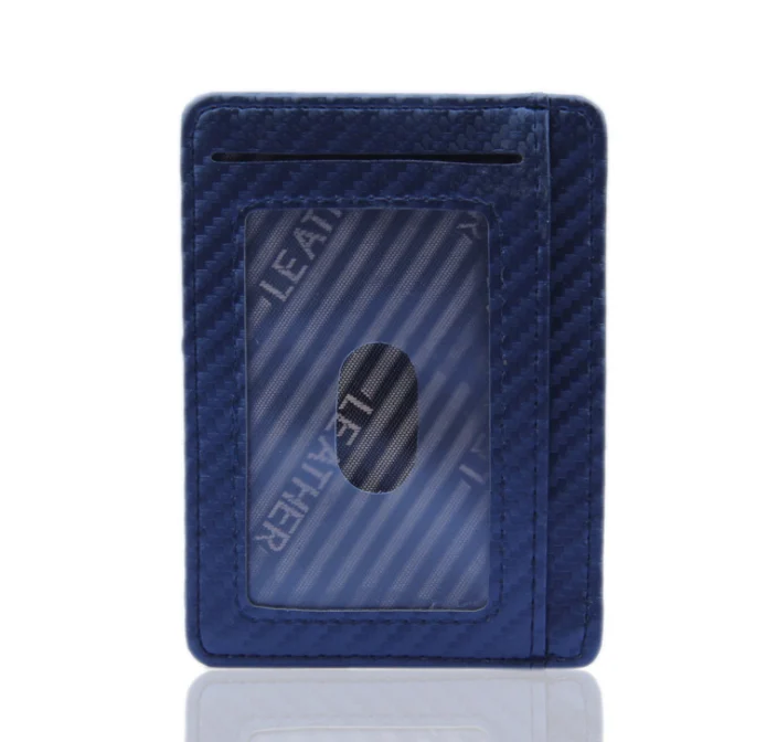 New Fashion Pu Leather Carbon Fiber Wallet Mini Slim Wallets Business Men Credit Card… — image 2