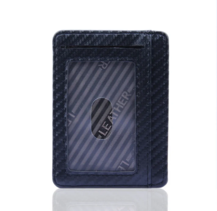 New Fashion Pu Leather Carbon Fiber Wallet Mini Slim Wallets Business Men Credit Card… — image 4