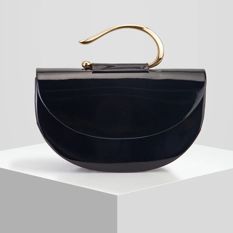 New Glossy Semi-circular Evening Handbag — image 3