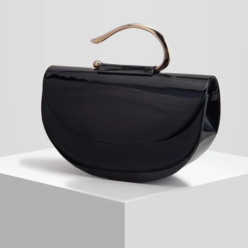 New Glossy Semi-circular Evening Handbag — image 4