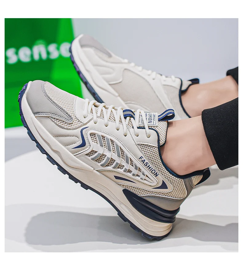 New Men's Breathable Mesh Sports Shoes, Korean Versatile Thick Sole Casual Dad… — image 3
