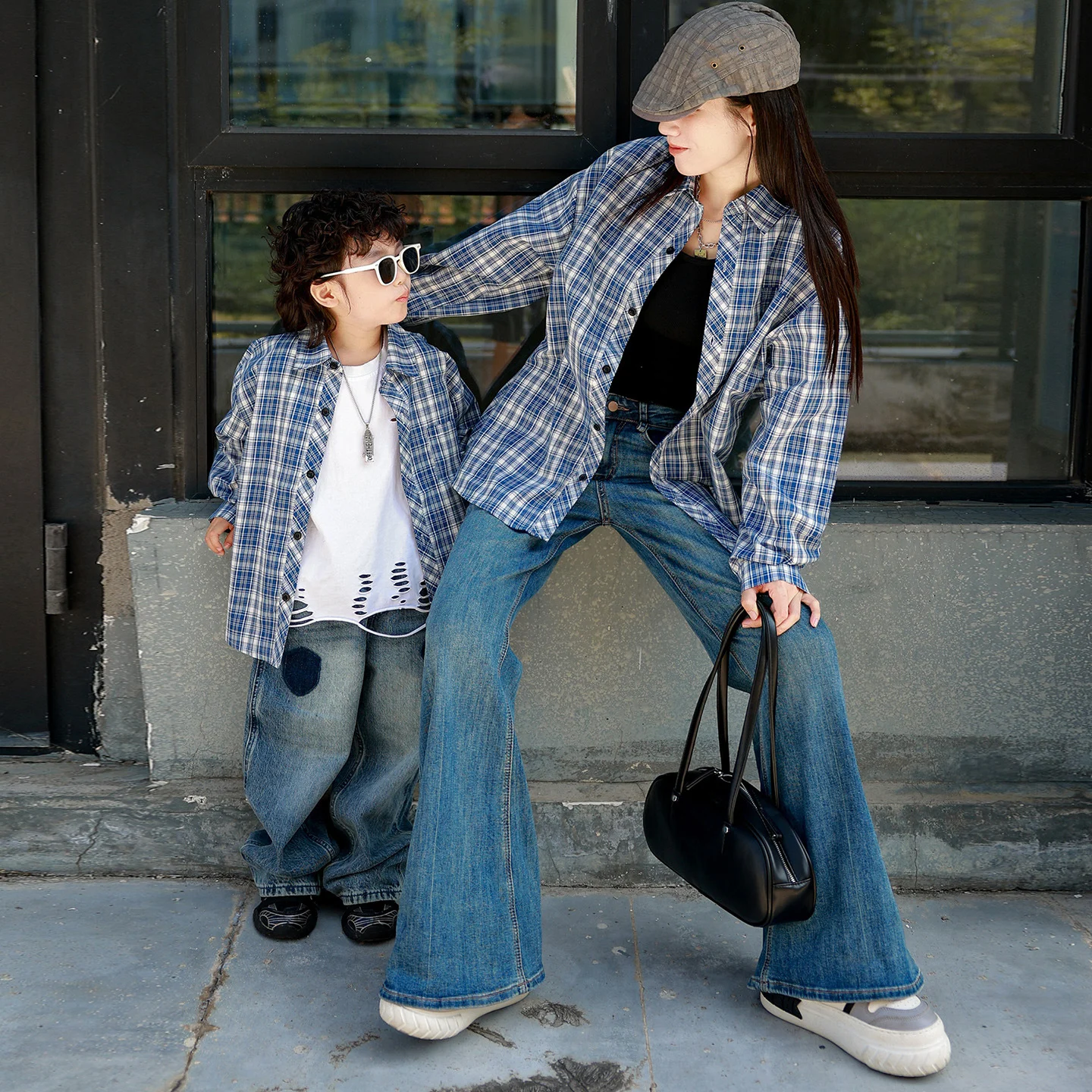 New Plaid Korean-style Chic Mother-and-child Matching Casual Shirt For Kids Versatile… — image 5