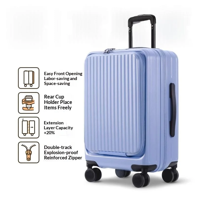 New Side-opening Expandable 20-inch Carry-on Rolling Suitcase 26-lock Travel Luggage… — image 6