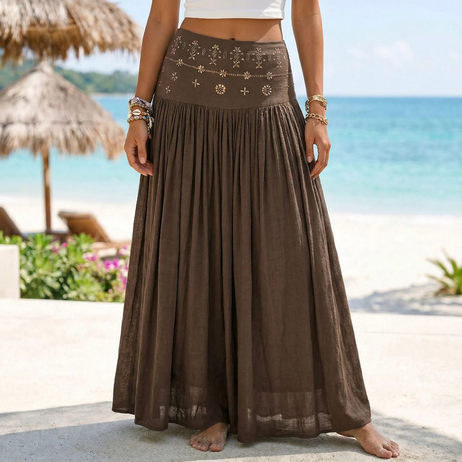 New Solid-color Cotton-linen Skirt For Women — image 8