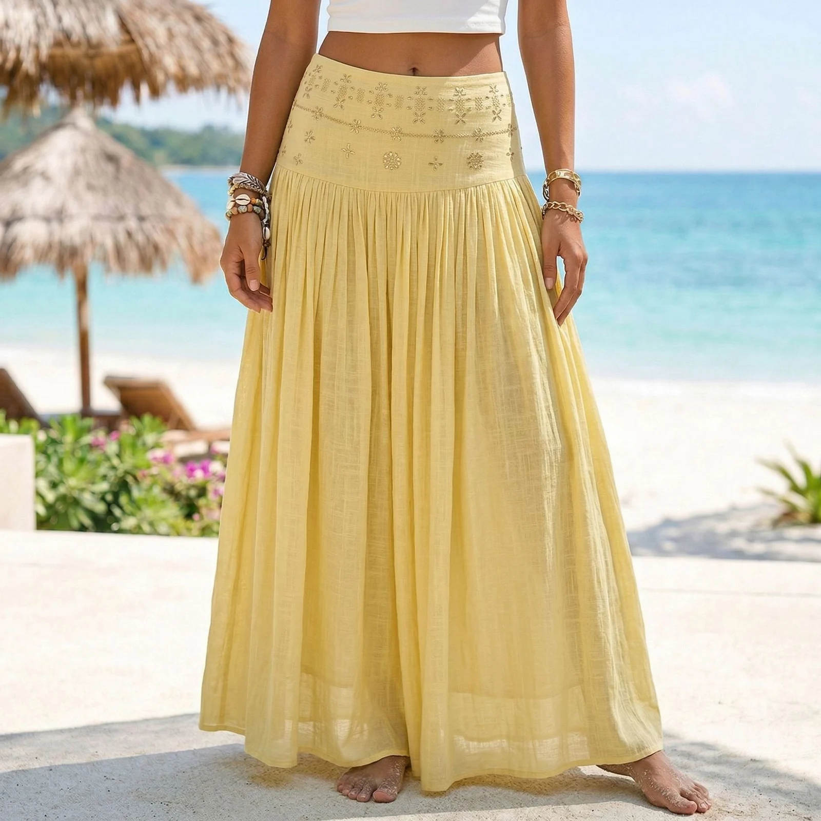 New Solid-color Cotton-linen Skirt For Women — image 4
