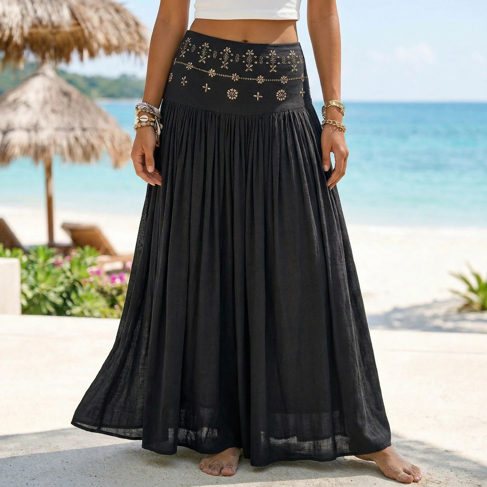New Solid-color Cotton-linen Skirt For Women — image 5