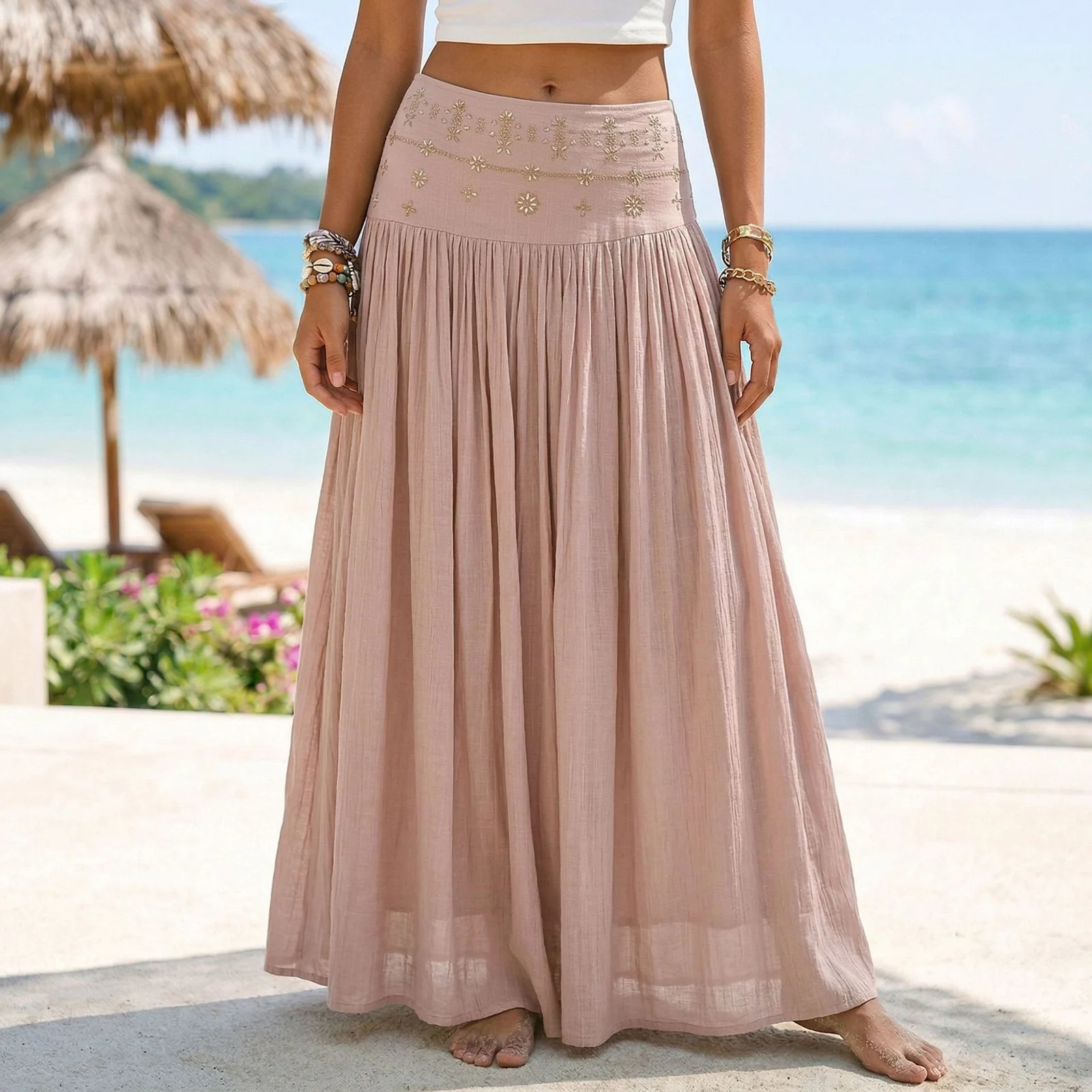 New Solid-color Cotton-linen Skirt For Women — image 3