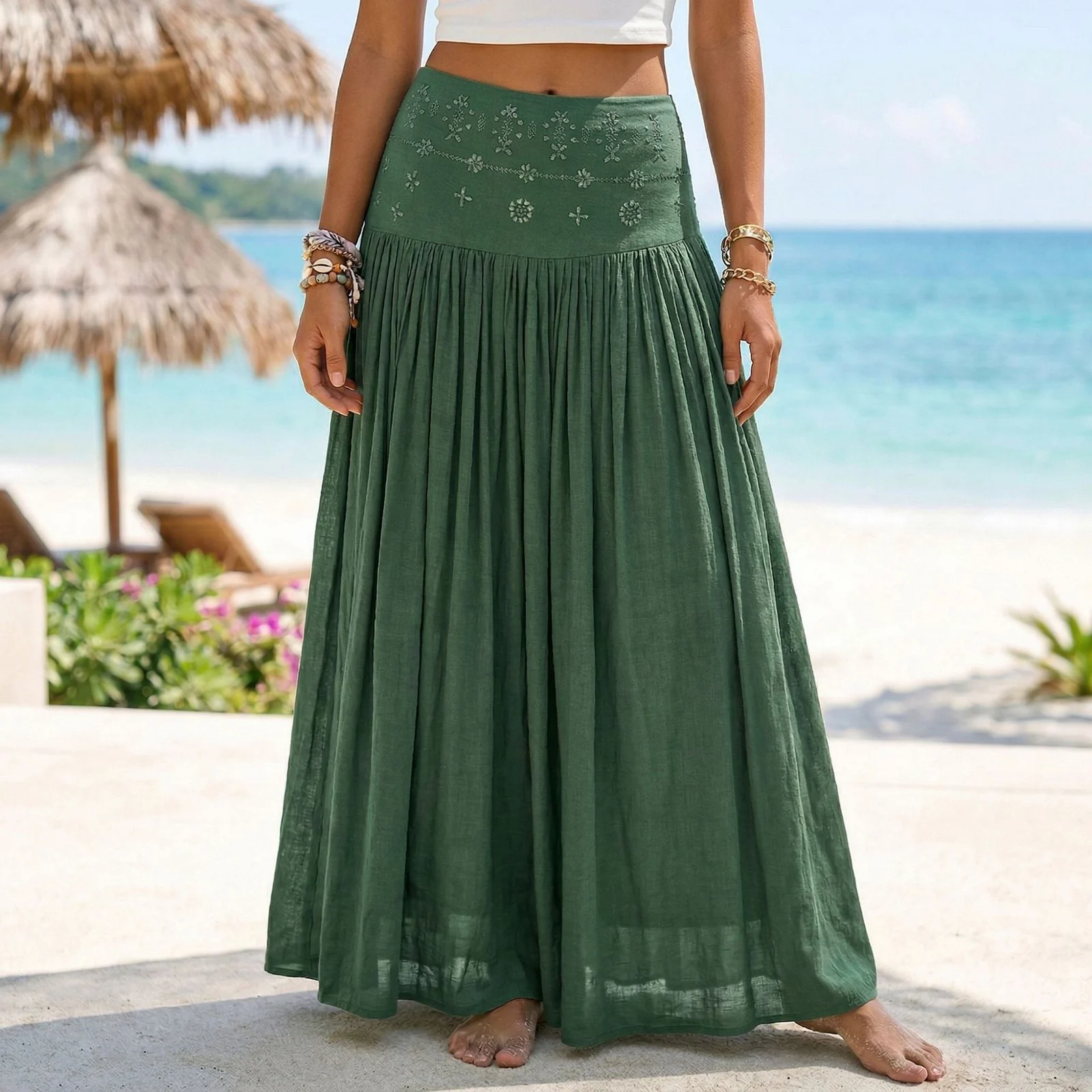 New Solid-color Cotton-linen Skirt For Women — image 1