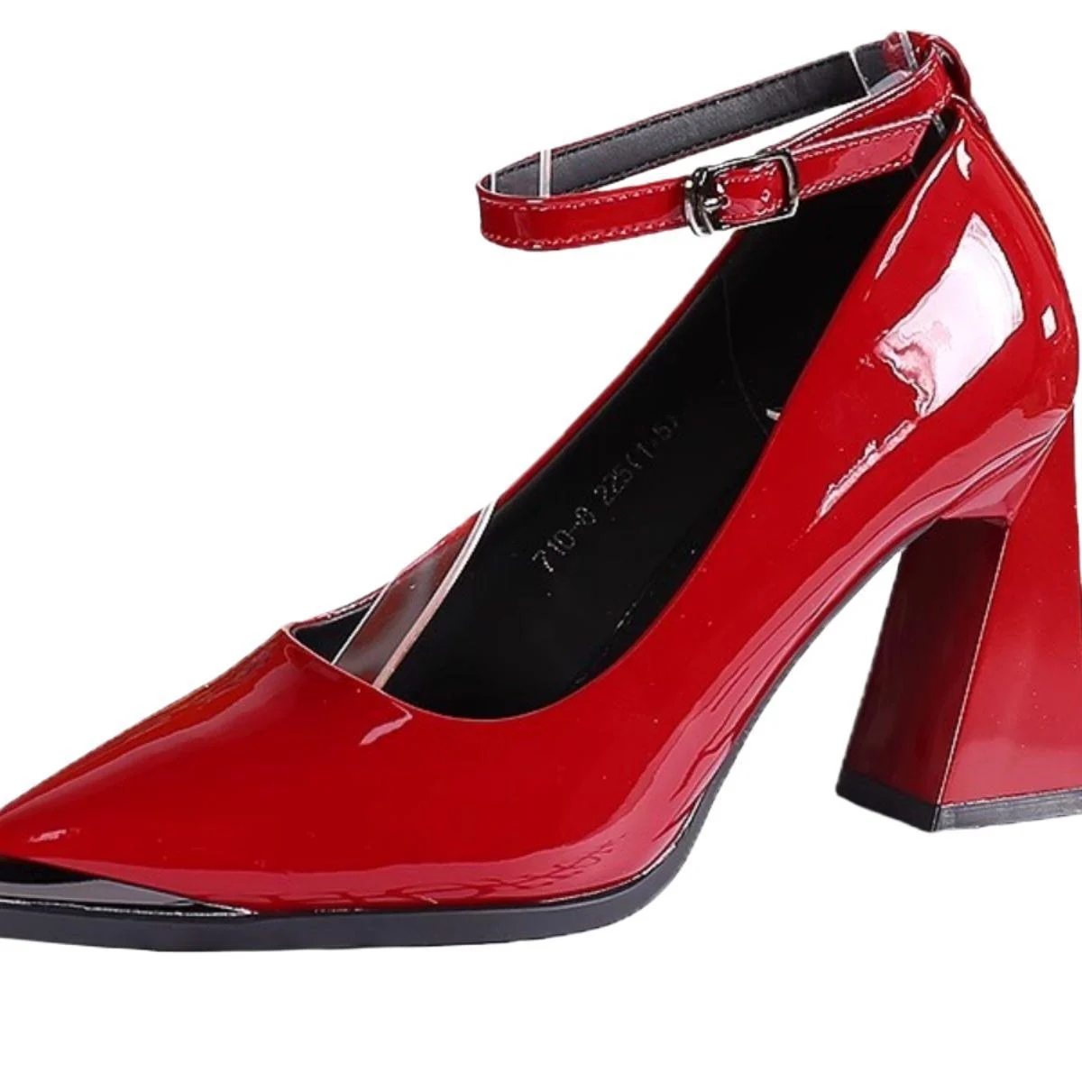 New Style Block-heeled Low-cut Patent Leather Slingback Pumps — image 5