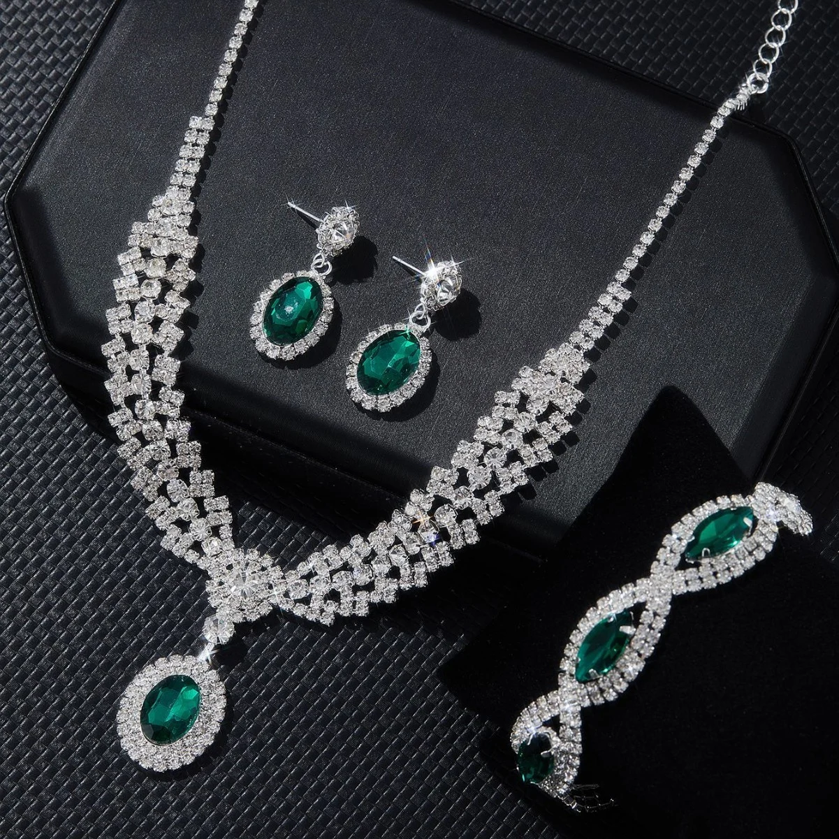 New Style Elegant Luxury Sapphire Necklace Set Of Four Pieces — image 6